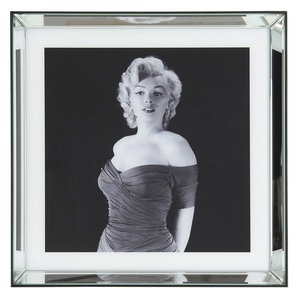 Glasbild mit Rahmen Marilyn