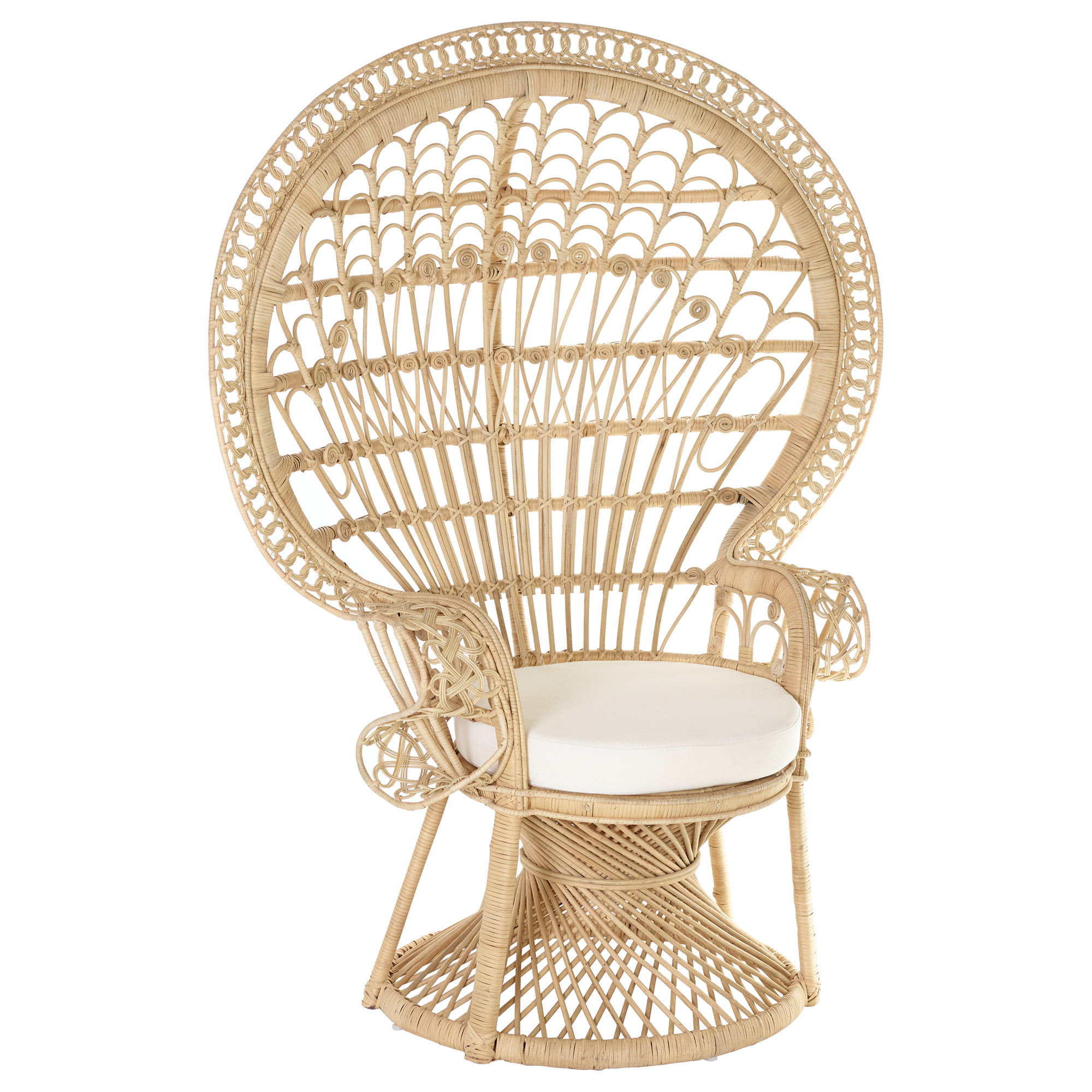 handgeflochtener Rattansessel Pfauenthron
