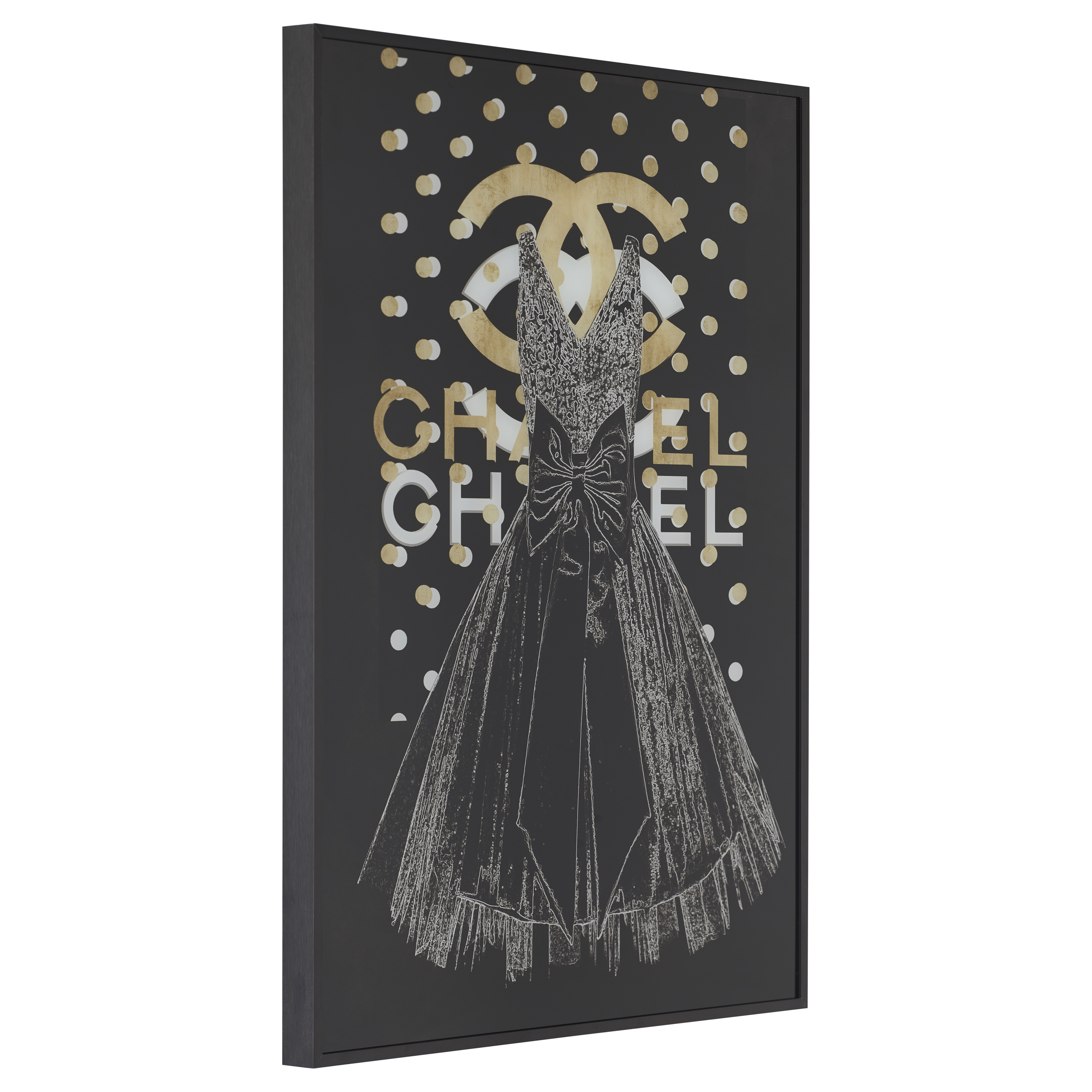 Glasbild mit Rahmen Dress Black