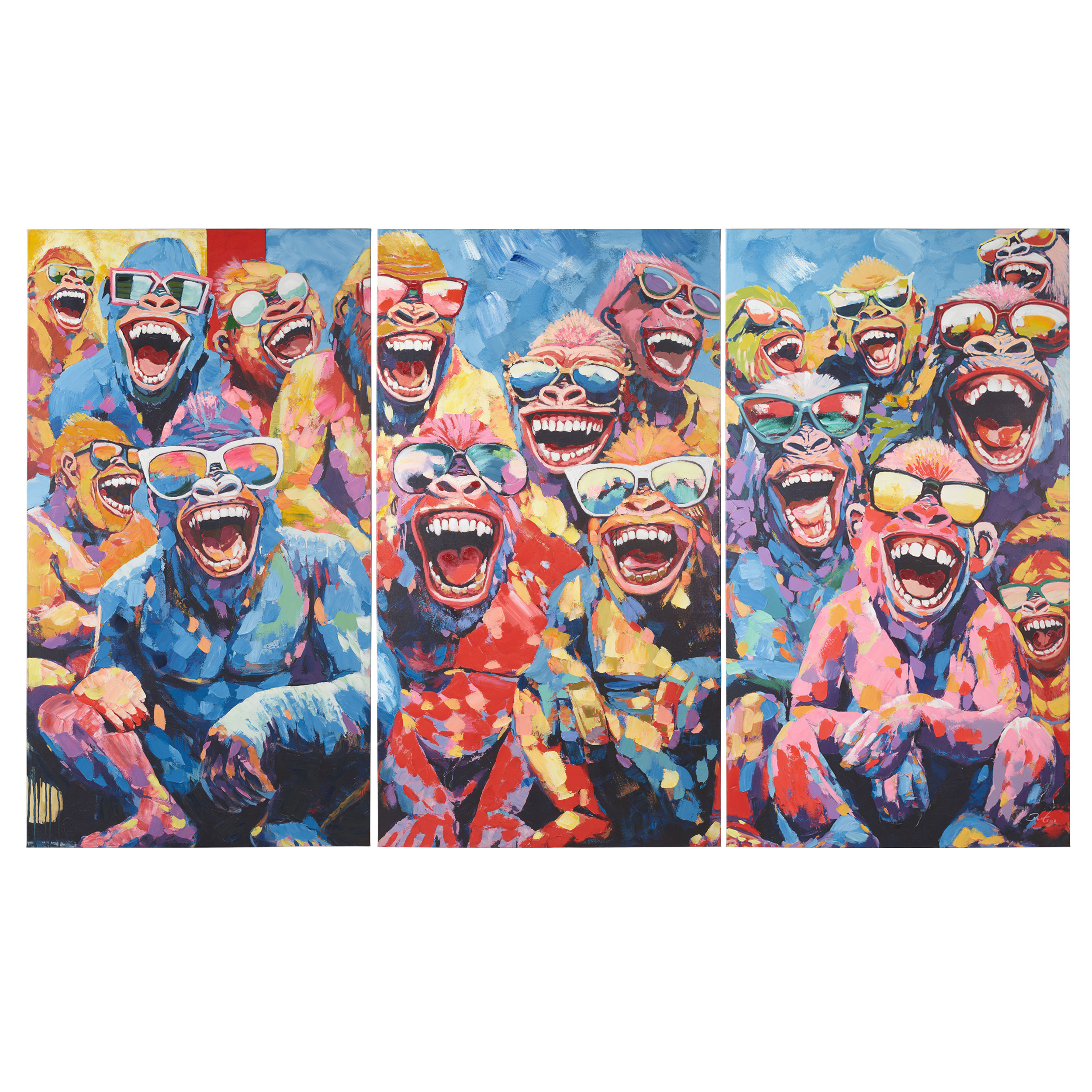 Bild 3-teilig handgemalt Sunshine Monkey