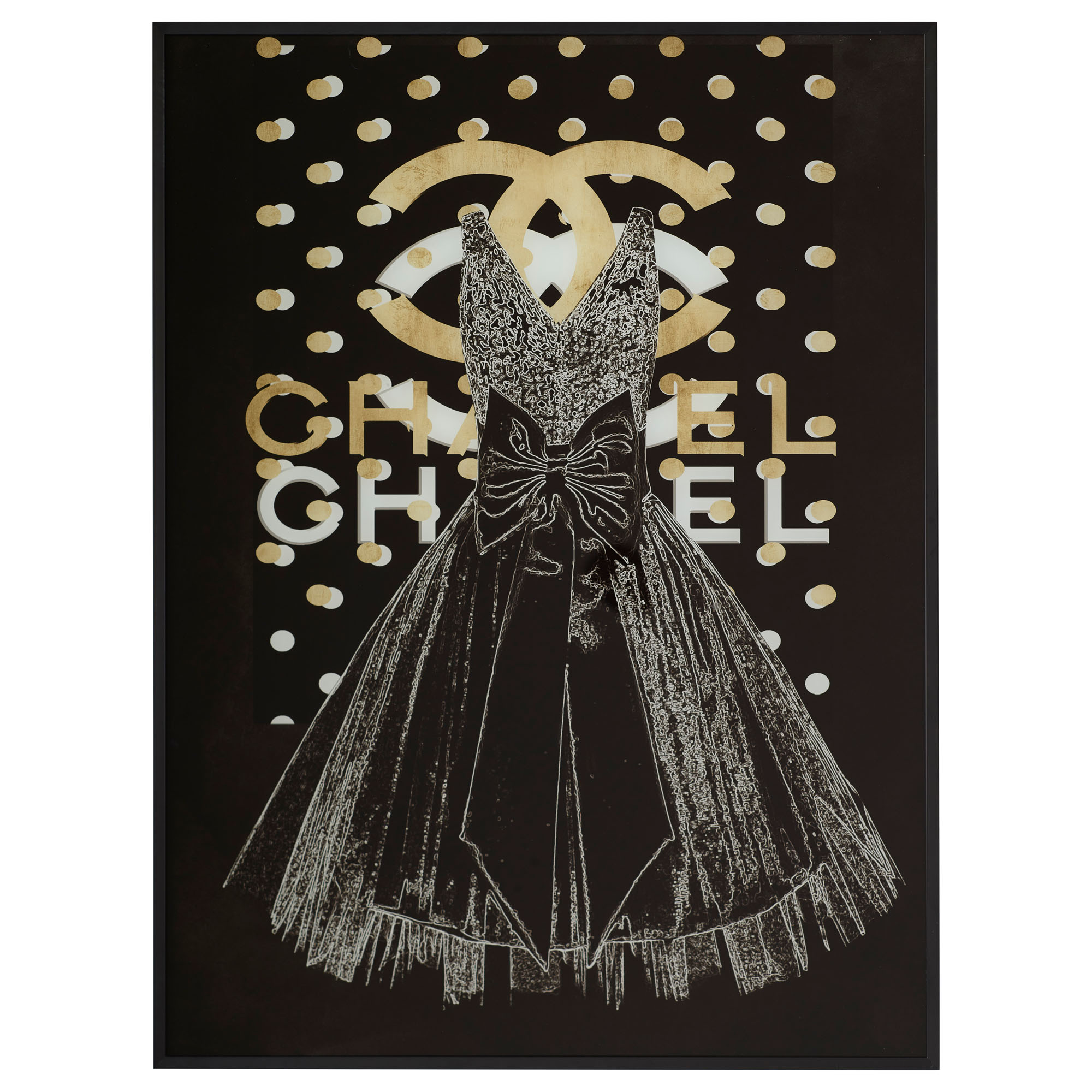 Glasbild mit Rahmen Dress Black