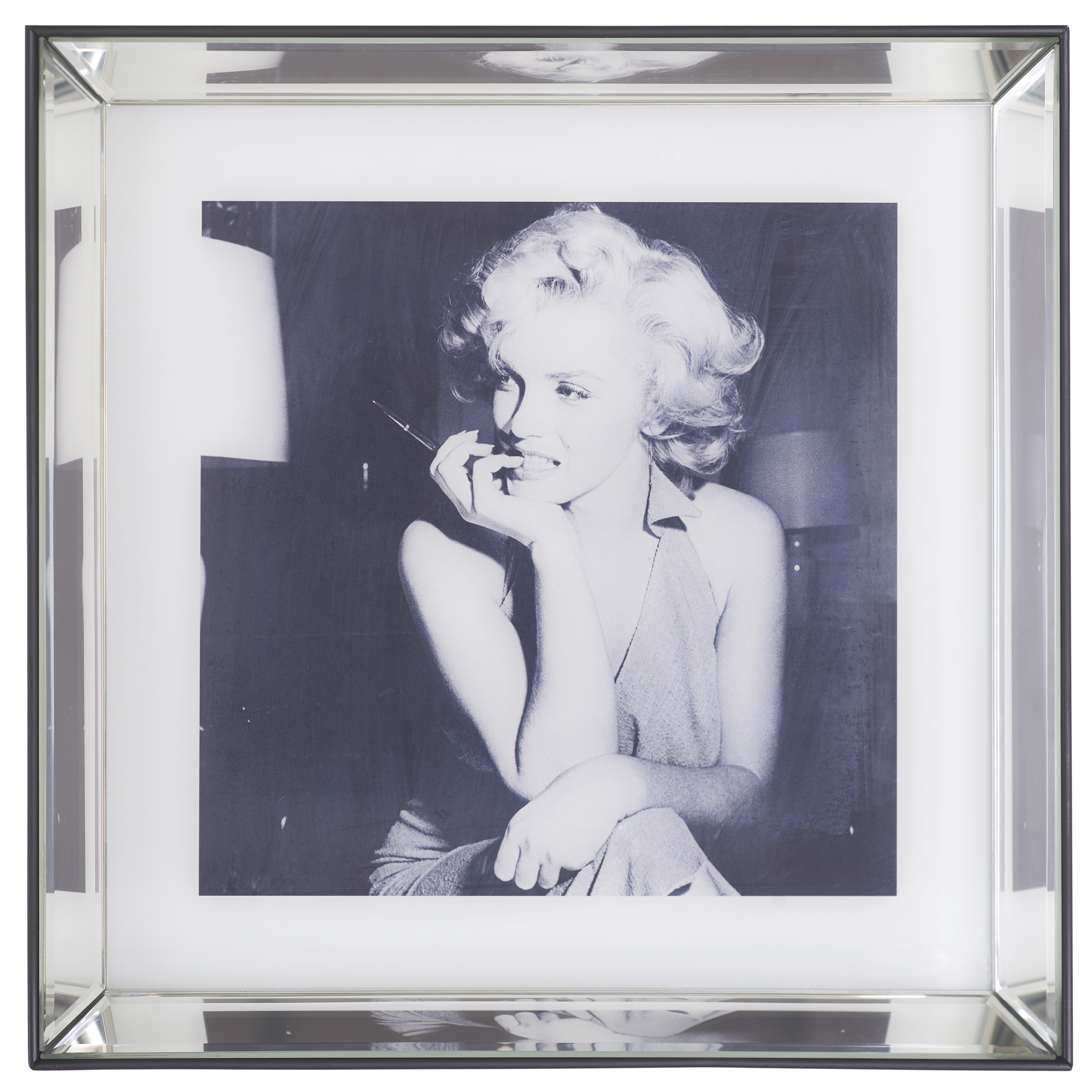 Glasbild mit Rahmen Marilyn Monroe