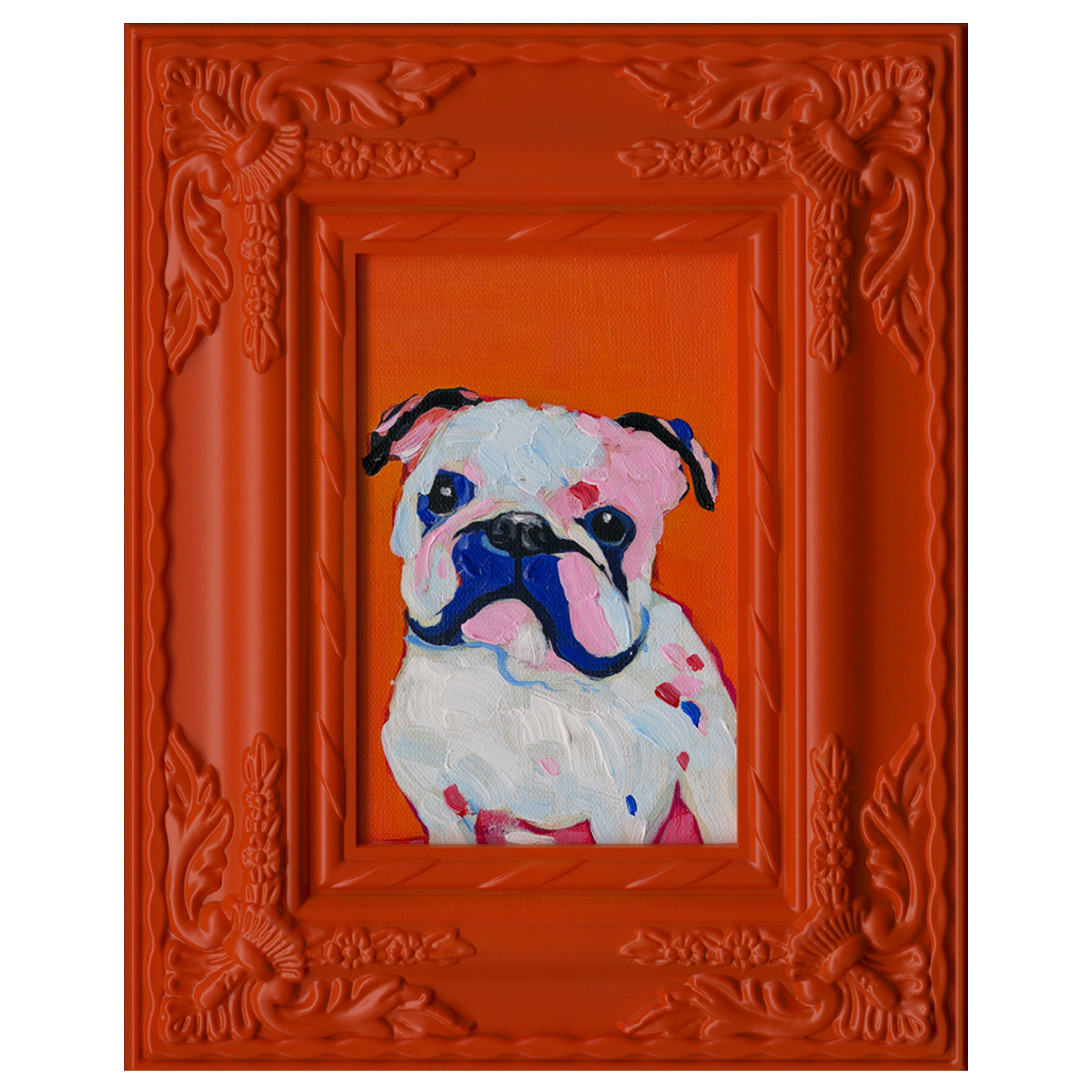Bild handgemalt Orange Bulldog III