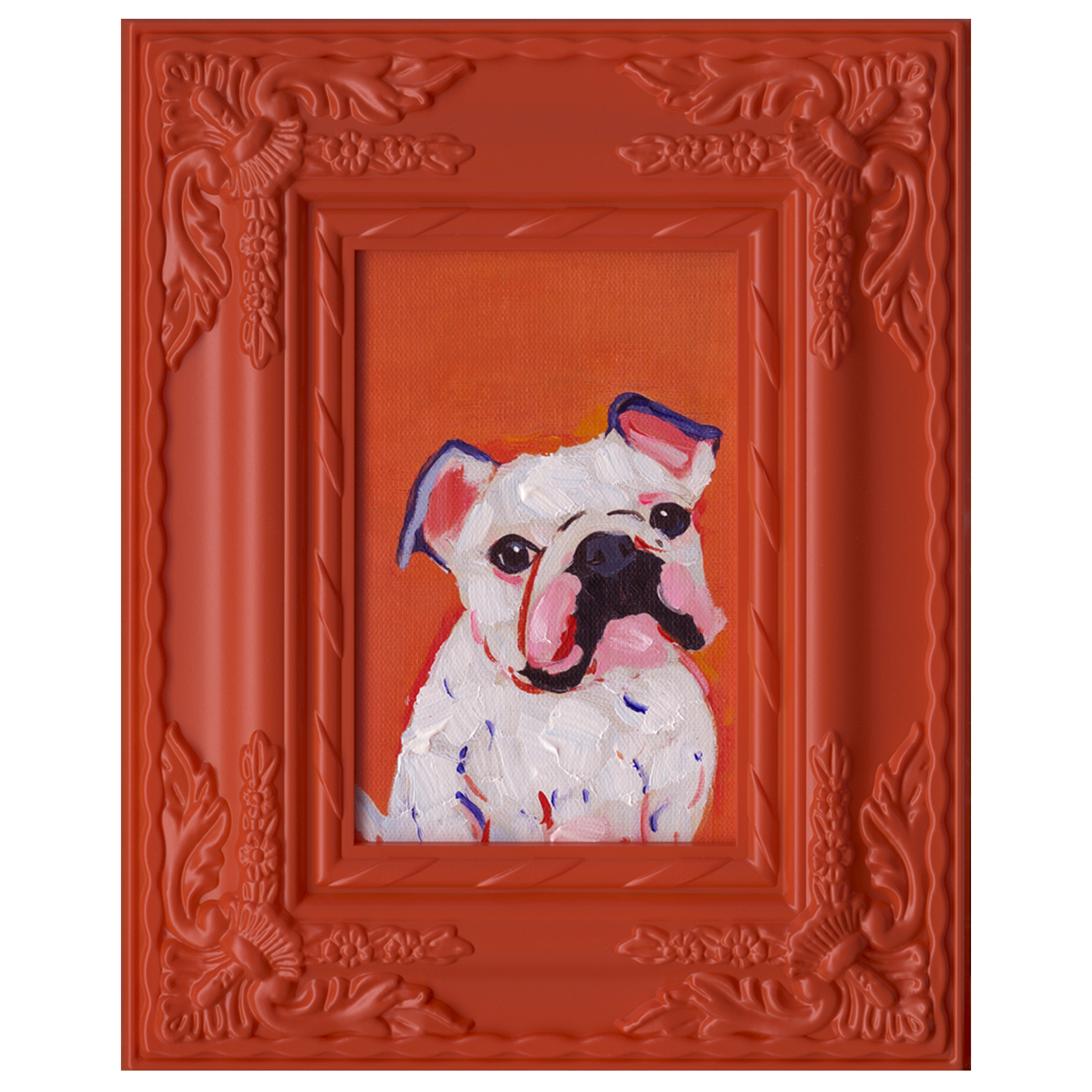 Bild handgemalt Orange Bulldog IV