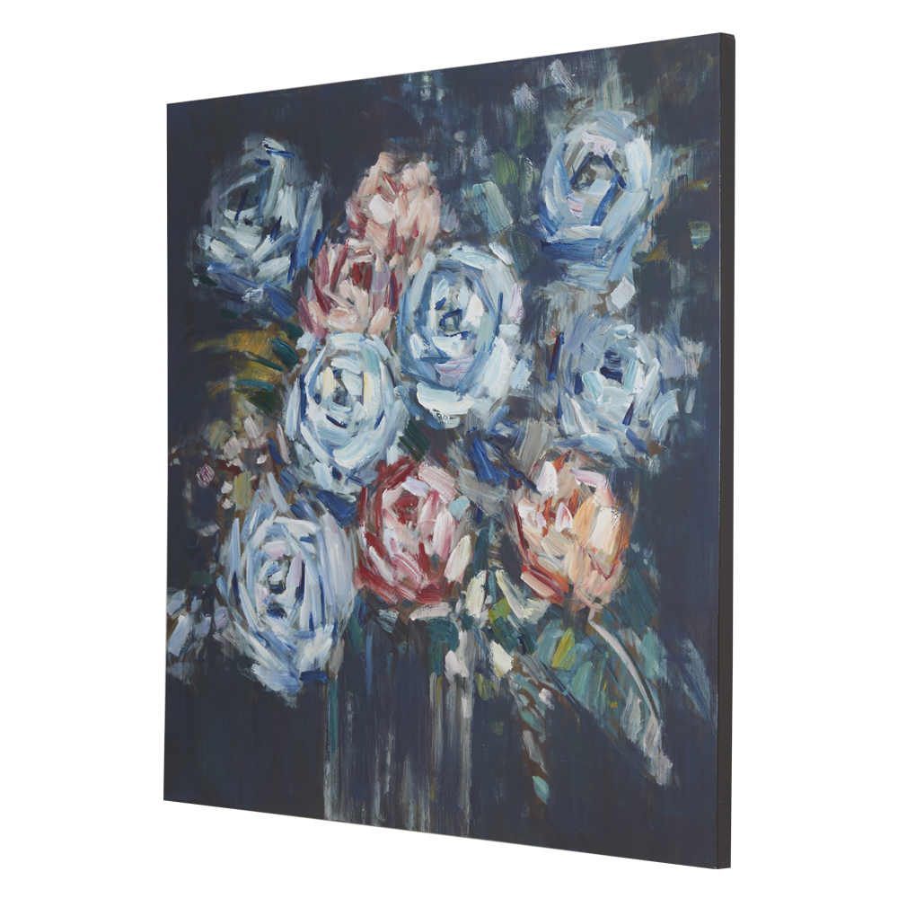 handgemaltes Ölbild Blaue Blumen in Vase