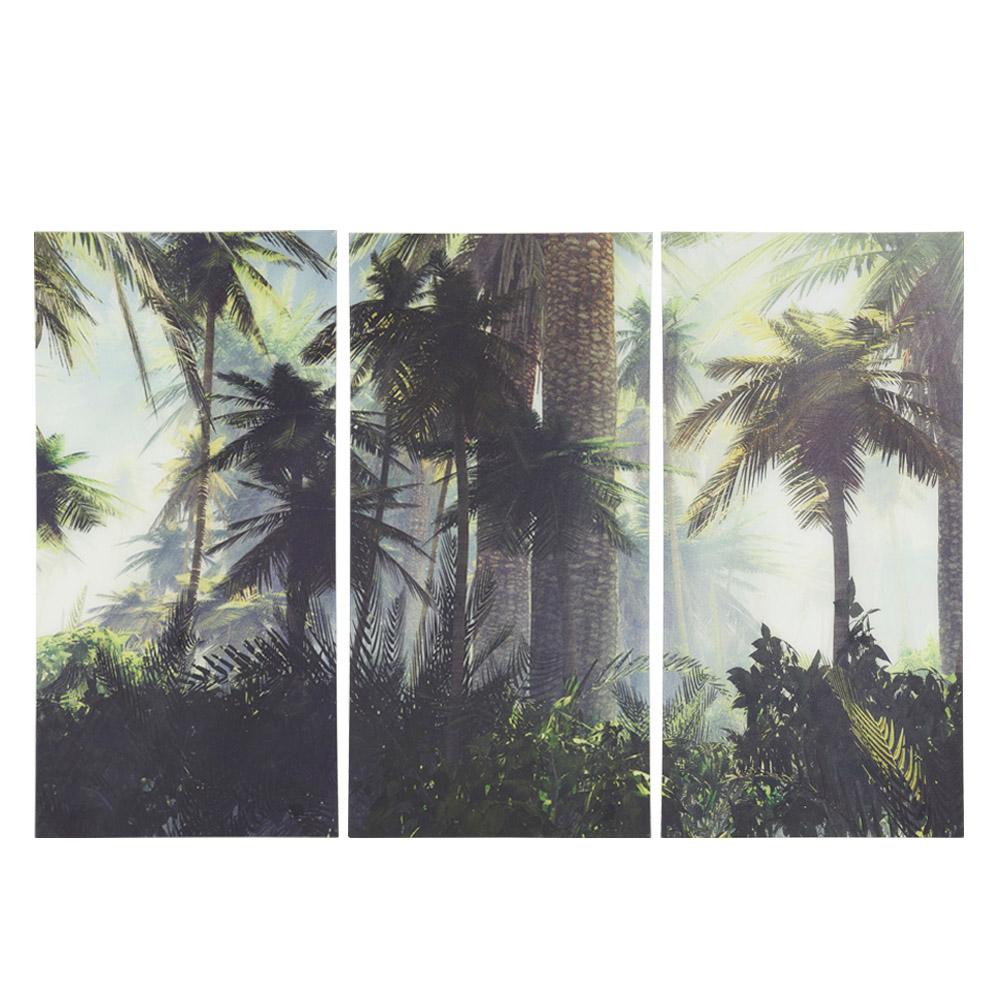 Glasbild 3-teilig Urwald
