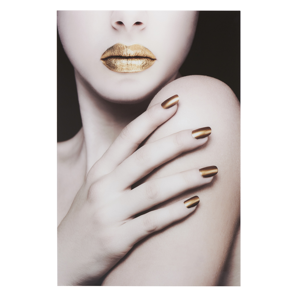 Glasbild Golden Lips