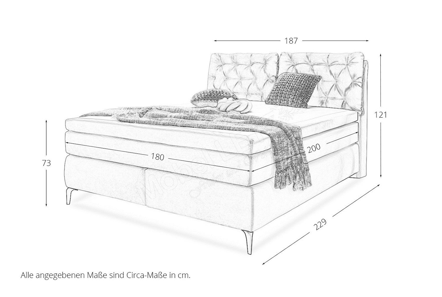 Boxspringbett 180x200cm Carnaby