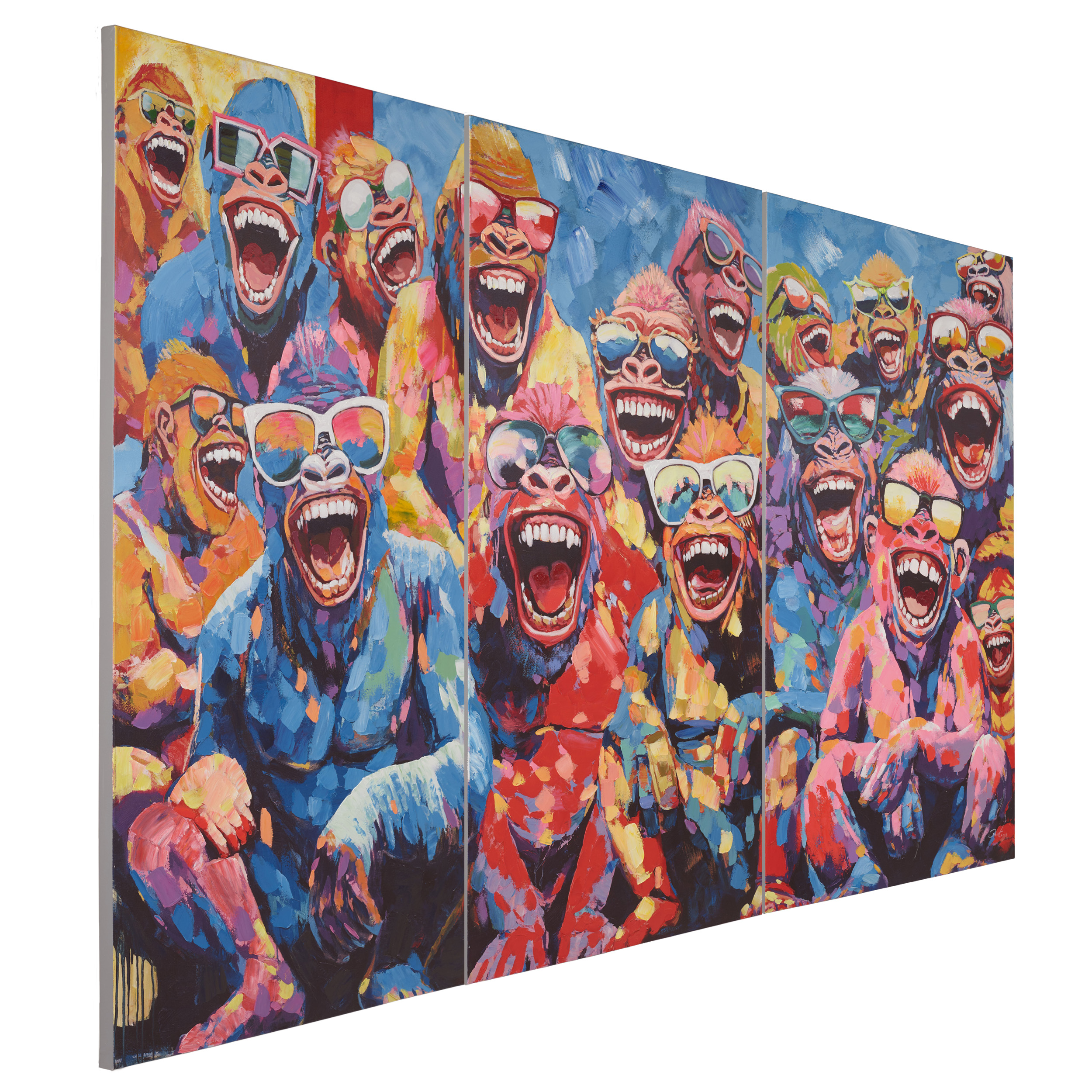 Bild 3-teilig handgemalt Sunshine Monkey