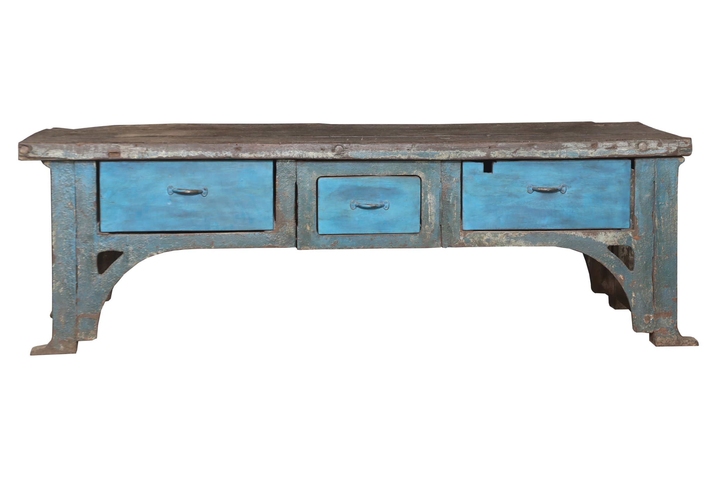 alte Werkbank mit 1 Schraubstock