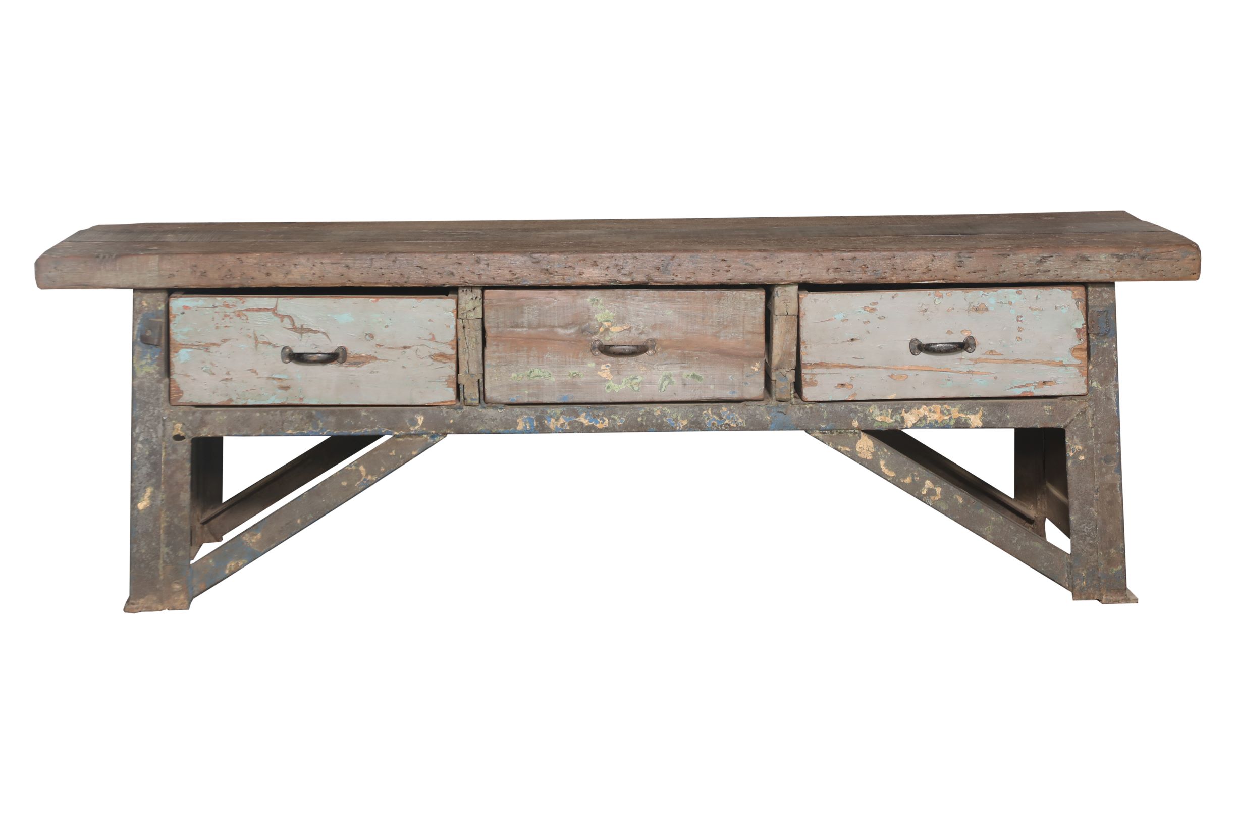 alte Werkbank mit 1 Schraubstock