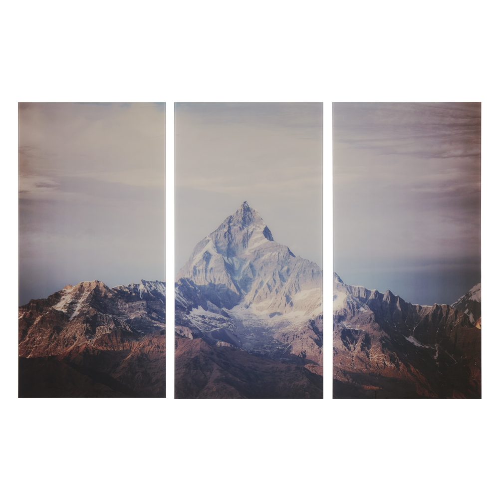 Glasbild 3-teilig Berg K2
