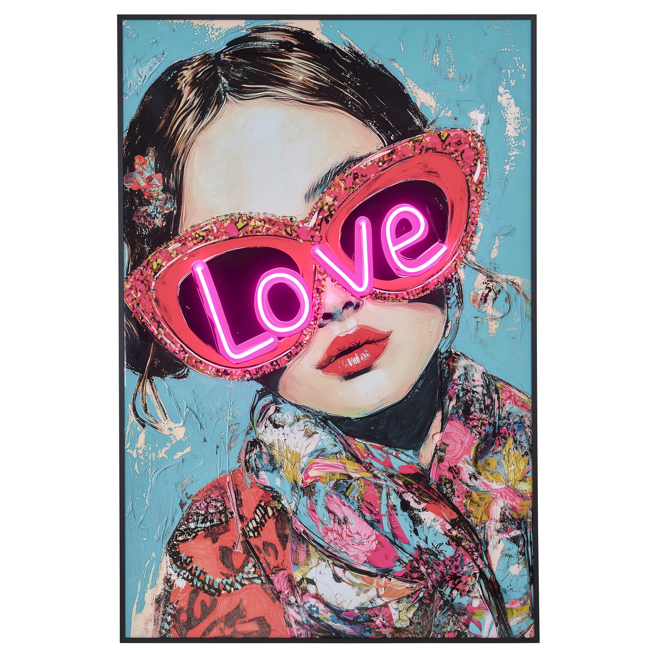 Kunstdruck mit LED Love is in the air