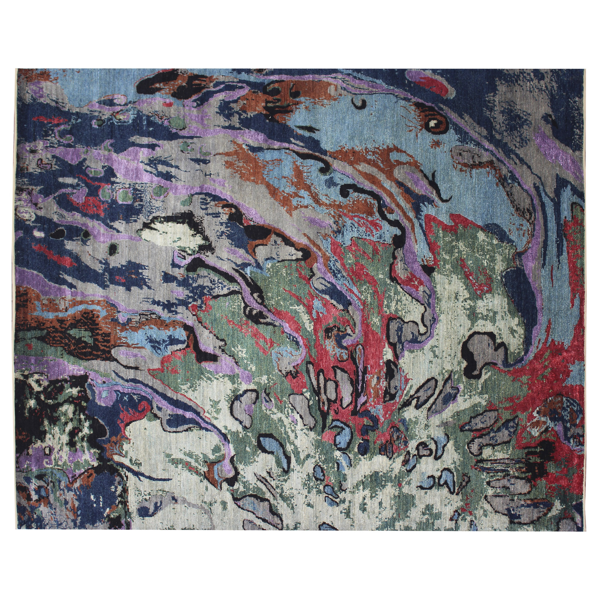 Handgefertigter Teppich Colorful Wave