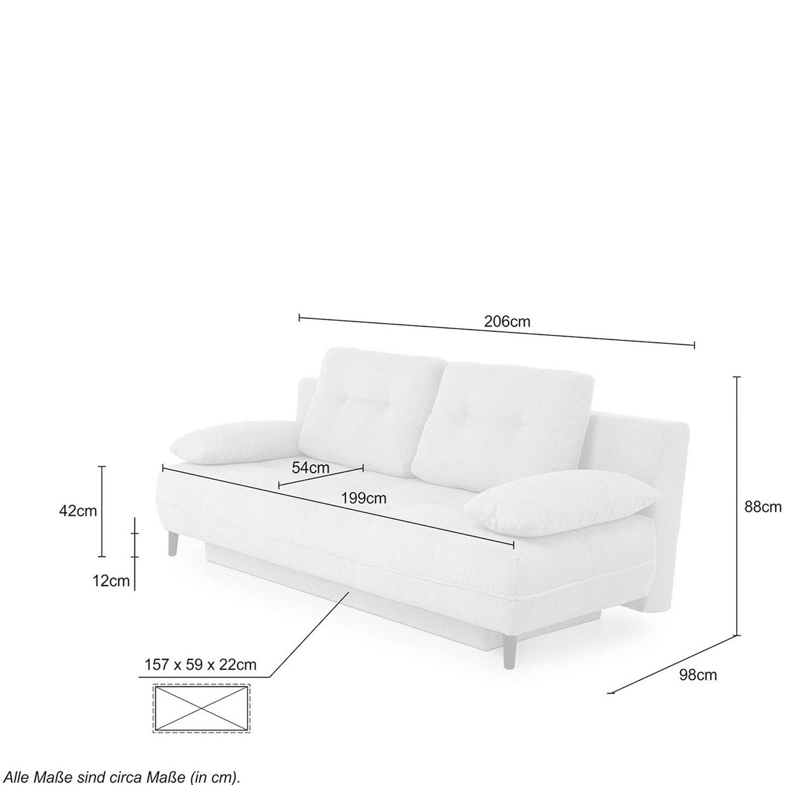 Schlafsofa mit Bettkasten Obel